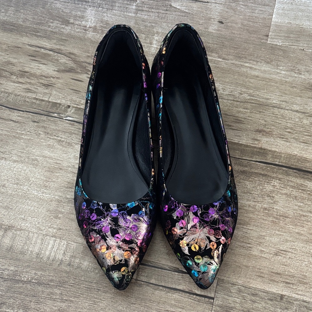 Elegant Metallic Sequin Multicolor Kitten Heel Pumps